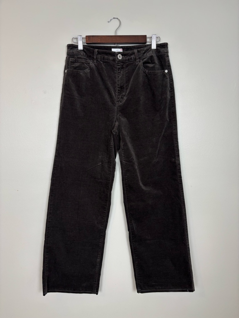 J Jill Pants Womens 10 Corduroy Wide Leg in Burnt Umber Chocolate Brown